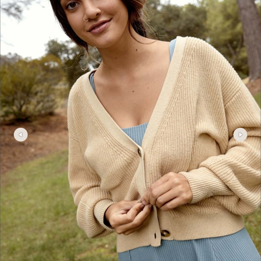 Whimsy + Row Juliet Cardigan in Latte Cream Yellow Size L